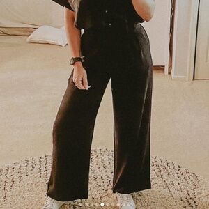 Black ZSupply Farah Wide-Leg Linen Pants – Size XS